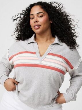 Torrid Heather Gray Collared V-Neck Sweatshirt